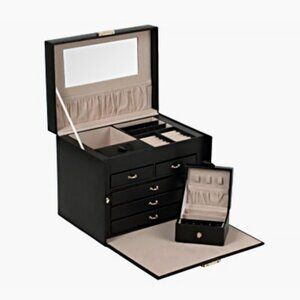 NEW WITH BOX WOLF Heritage Medium Jewelry Box in Black